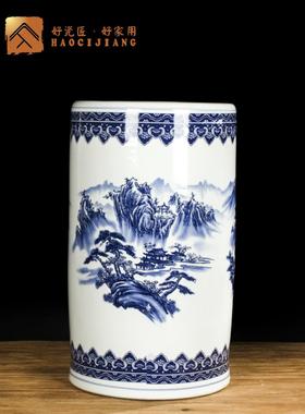 景德镇陶瓷书画卷轴字画缸瓷器青花箭筒帽筒放伞筒大花瓶客厅摆件