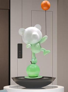 可爱气球摆件客厅装饰落地熊网红大型动物公仔卡通轻奢玻璃钢雕塑