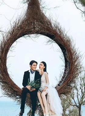 户外景区休闲网红打卡设计点装饰拍照摆件道具鸟巢藤编椅秋千巨型