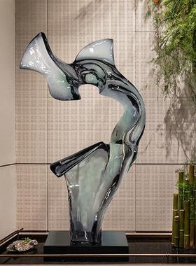 现代轻奢高档摆件酒店大堂客厅玄关抽象艺术品透明树脂雕塑装饰品