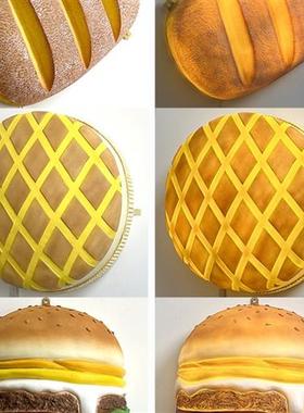 玻璃钢仿真面包汉堡模型门头蛋糕烘焙店招牌大型发光灯箱雕塑定制