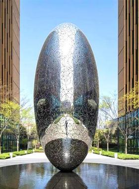 大型不锈钢定制镜面抽象喷雾圆环户外景观园林艺术水景摆件雕塑