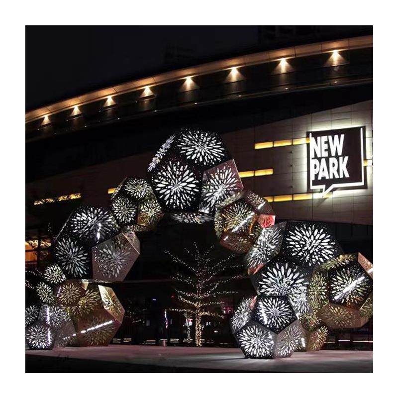 不锈钢镂空发光多面体方块雕塑户外园林广场金属异形景观装饰摆件,淘宝优惠券,粉丝福利购,淘宝优惠卷