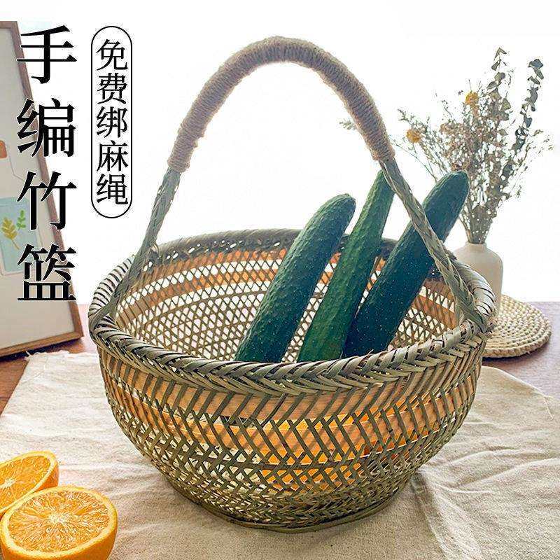 &纯手工竹篮编制品家用买菜送礼鸡蛋篮水果篮环保厨房收纳老式竹,淘宝优惠券,粉丝福利购,淘宝优惠卷