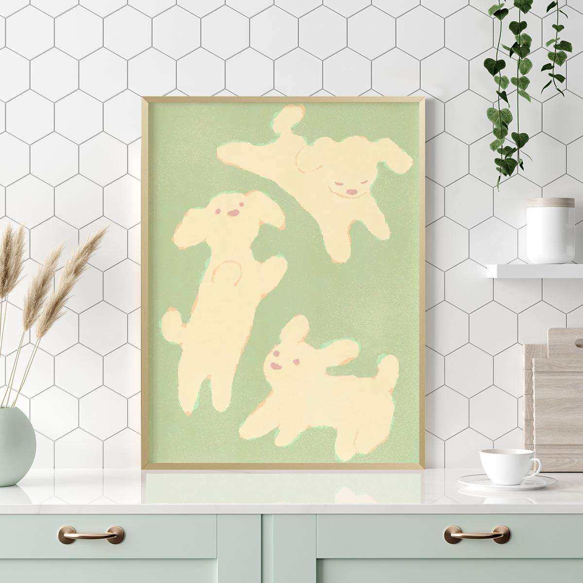 小清新客厅卧室沙发动物猫卡通漫画简约装饰画挂画艺术框油画壁画,淘宝优惠券,粉丝福利购,淘宝优惠卷