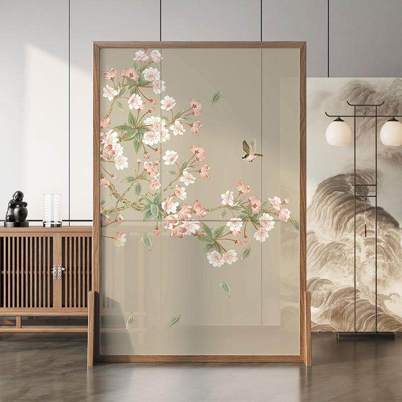 实木屏风隔断客厅新中式家用卧室遮挡床边办公室茶室餐厅入户花鸟,淘宝优惠券,粉丝福利购,淘宝优惠卷