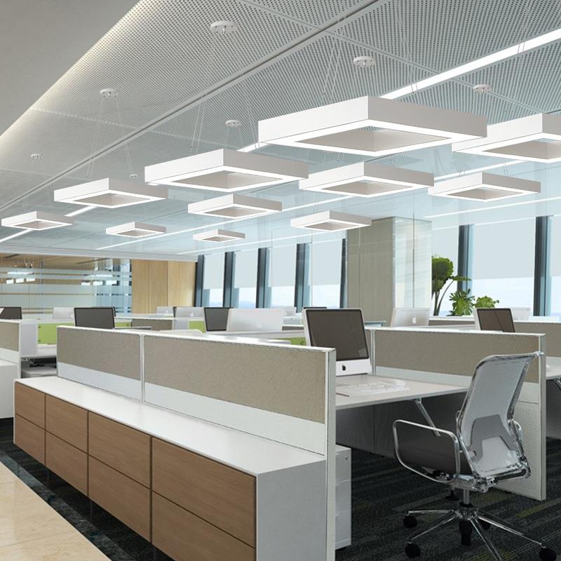 LED空心四边形灯具现代简约办公司健身房商业店铺灯饰回字形吊灯 - 图1