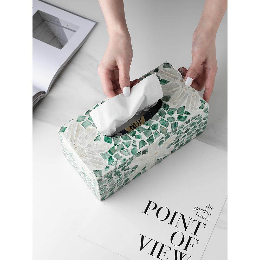 轻奢天然贝壳装饰纸巾盒客厅茶几摆件收纳盒家用创意餐巾纸抽纸盒,淘宝优惠券,粉丝福利购,淘宝优惠卷