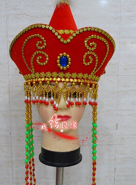 新品蒙古族男帽 男士蒙古帽尖顶大E男帽少数民族舞蹈演出服饰帽子