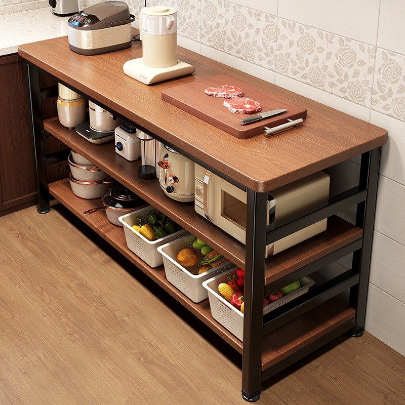 新厨房多功能置h物架落地切菜桌子工作台微波炉锅具收纳架窄边柜,淘宝优惠券,粉丝福利购,淘宝优惠卷