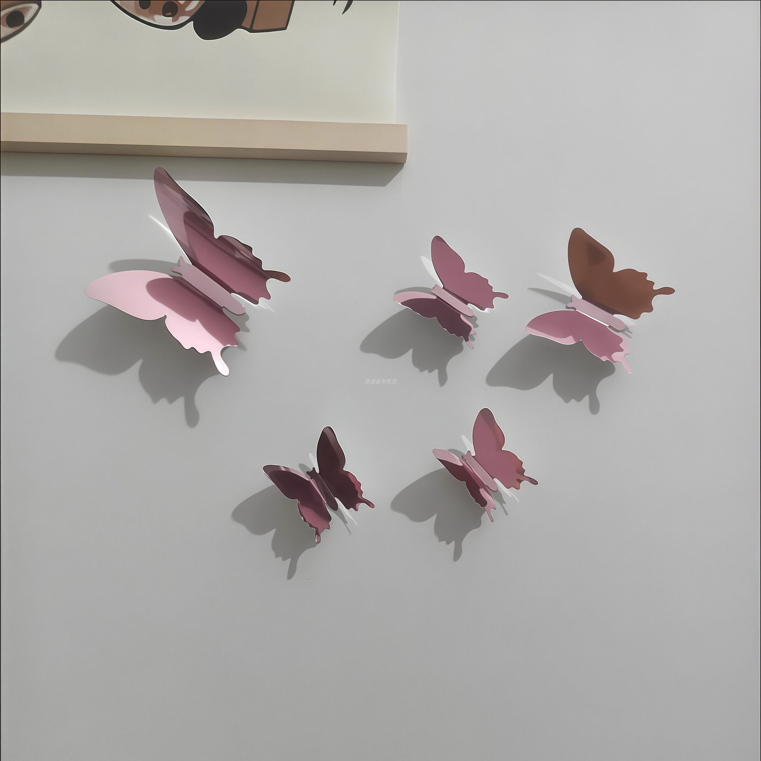 轻奢镜面蝴蝶墙面装饰高级感ins风闪动镜子装饰拍照道具卧室贴饰,淘宝优惠券,粉丝福利购,淘宝优惠卷