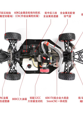 新款若凡LT汽油遥控车 1/5四驱油动短卡 RC遥控越野漂移 高速短卡