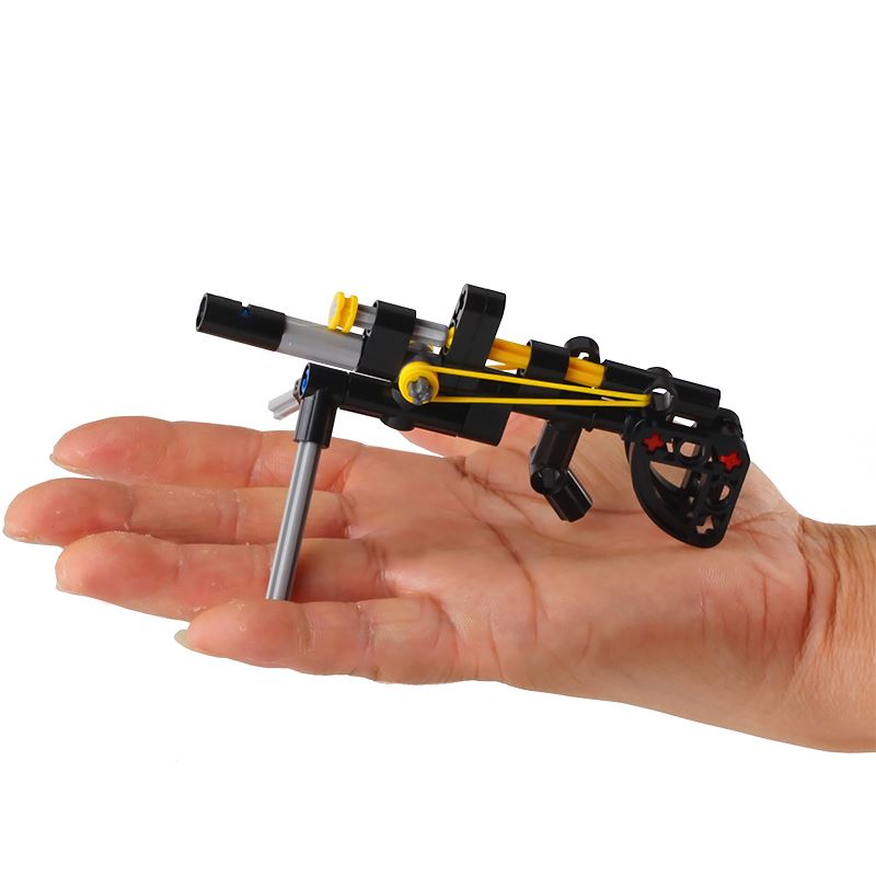 可发射皮筋冲锋枪机枪火箭筒弓箭男孩子益智拼装积木军事模型玩具-图2