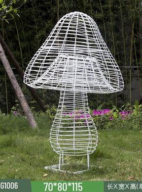 不锈钢镂空花朵雕塑户外植物草坪玫瑰花蘑菇摆件创意景观美陈装饰