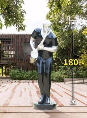 玻璃钢抽象音乐人物雕塑售楼处酒店小区乐队摆件户外商场提琴装饰