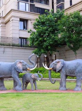 大型仿真野生大象玻璃钢雕塑博物馆动物园草坪装饰房地产美陈摆件