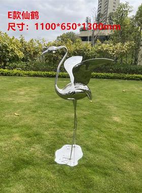 售楼部户外水景不锈钢仙鹤景观雕塑酒店水池金属火烈鸟大型摆件