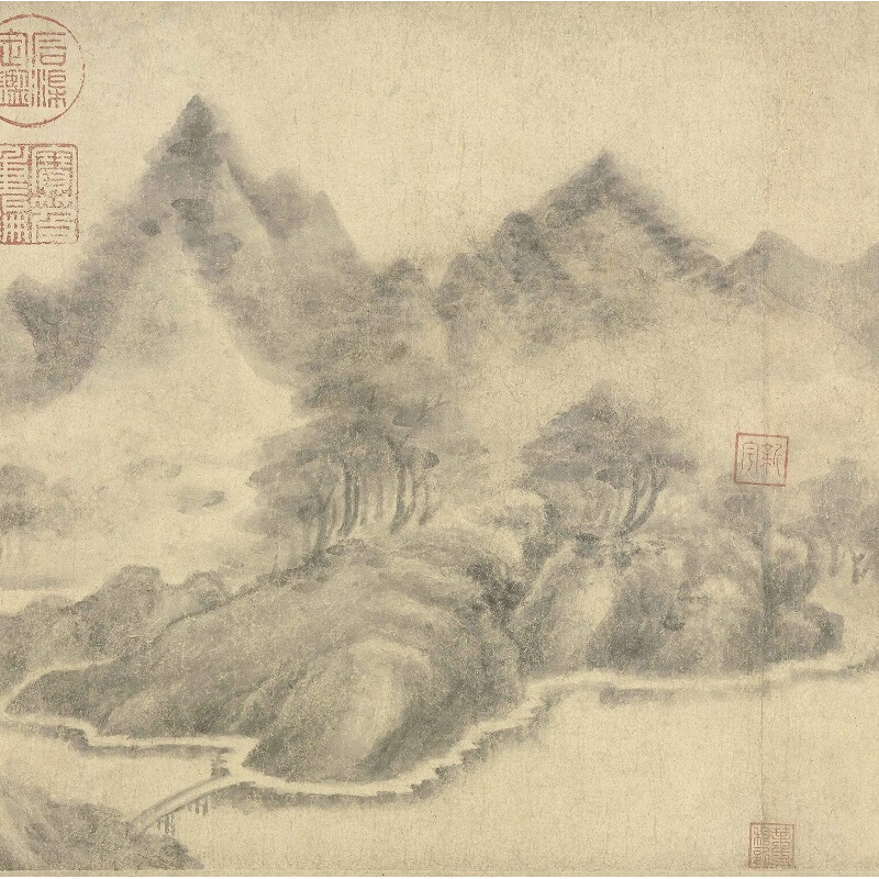 云山米友仁(传)美术馆墨戏图H克利夫兰南宋藏古代水墨写意画 - 图0