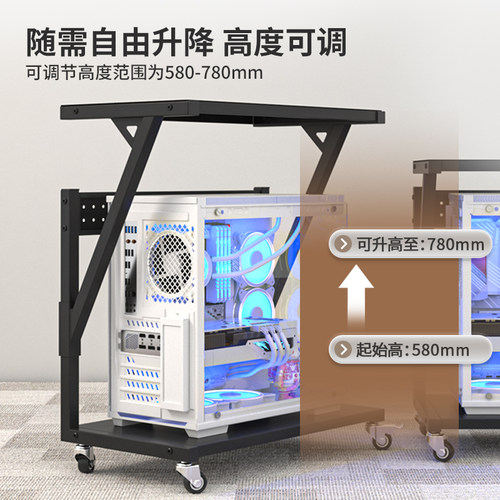 电脑主机托架白色台式机箱散热底座可移动支架工位置物架桌面延长 - 图0