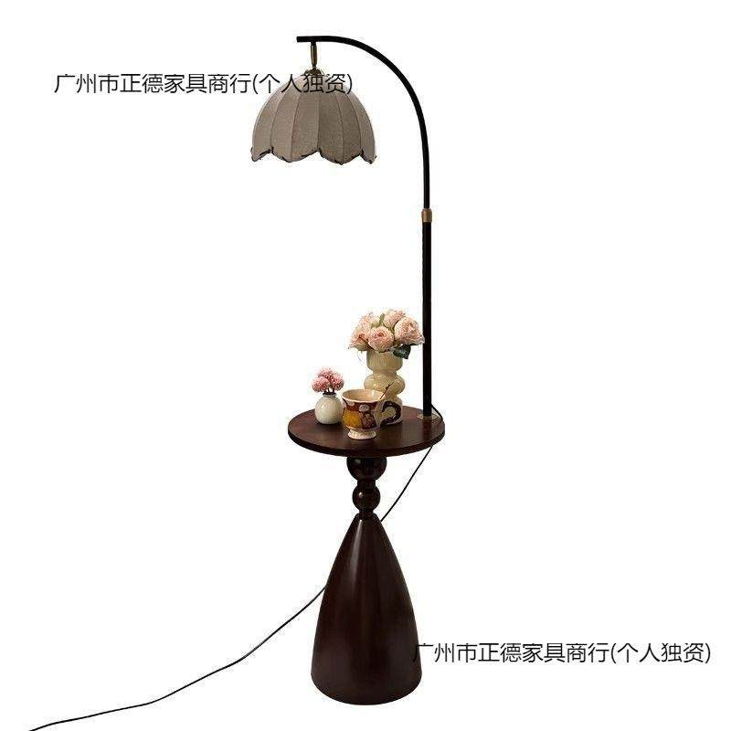 新款中古风客厅落地灯置物架一体沙发灯卧室床头柜氛围感落地台灯,淘宝优惠券,粉丝福利购,淘宝优惠卷