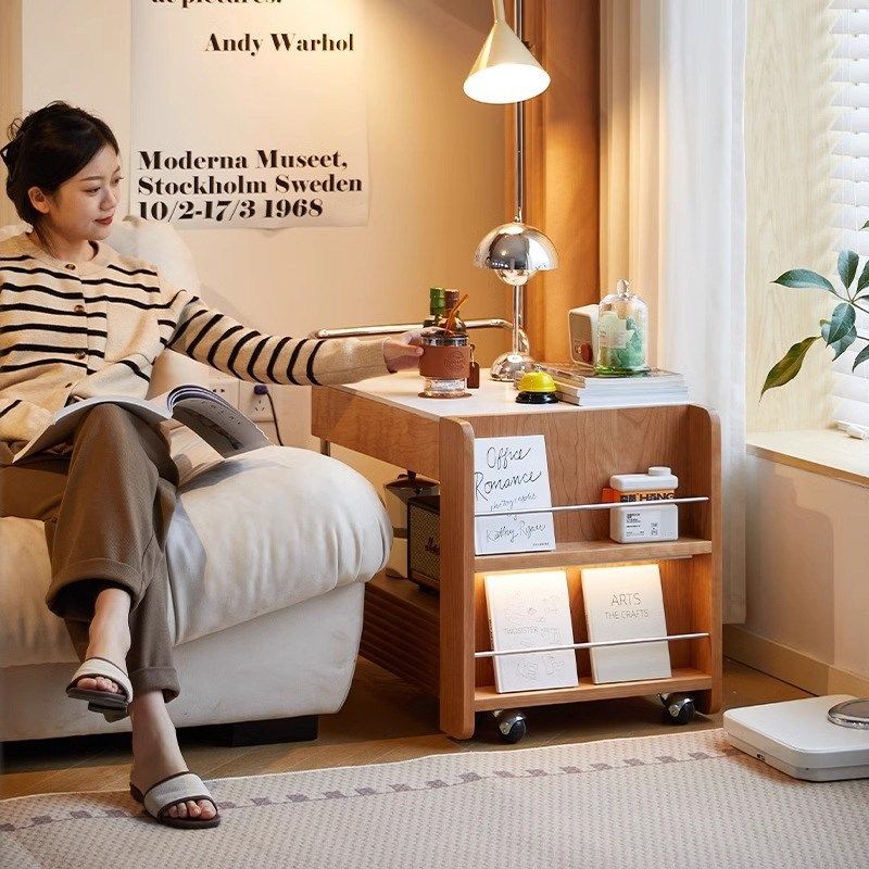 茶几实木小桌子日式樱桃木茶桌可移动小推车沙发边几岩板茶水柜,淘宝优惠券,粉丝福利购,淘宝优惠卷