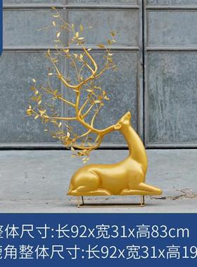 不锈钢镂空梅花鹿雕塑玻璃钢白色鹿摆件售楼部酒店大堂艺术装饰品