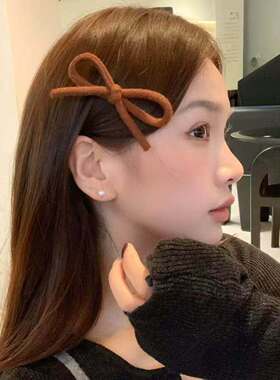甜美丝绒红色蝴蝶结刘海发夹