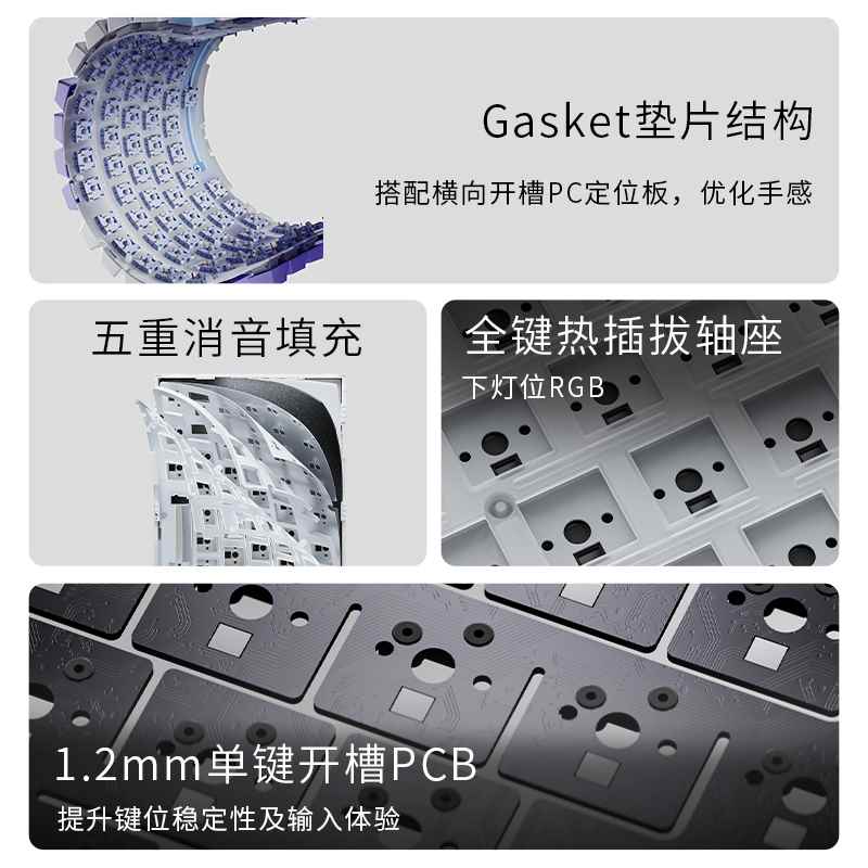 黑爵AK820三模蓝牙机械键盘客制化游戏Gasket结构单键开槽带屏幕 - 图1