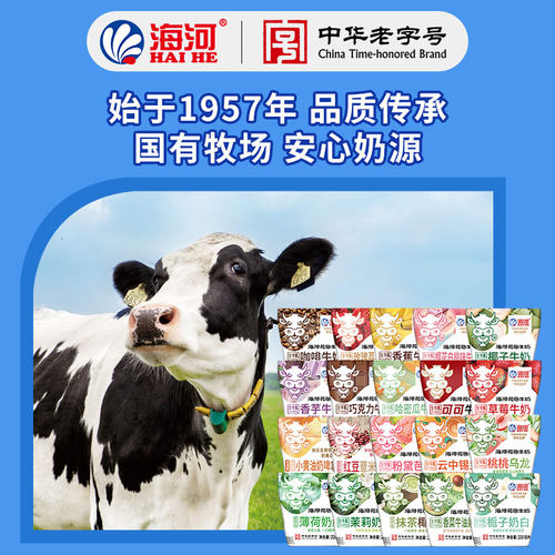 海河牛奶20种牛角包10袋可可巧克力栀子芭乐抹茶茉莉薄荷早餐奶 - 图2