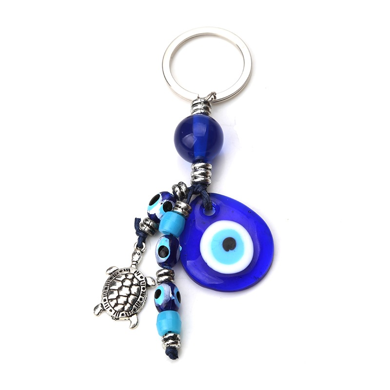 网红Turkish Blue EviL Eye Charm Keychains Fatima Hamsa Hand-图3