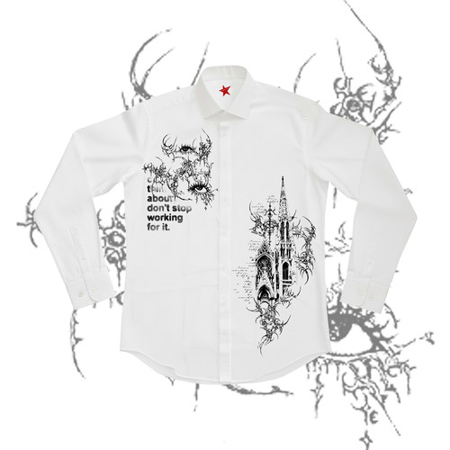 十卟SHIBU 亚比风美学Punk outfits朋克暗黑系怪诞反差萌线稿衬衫 - 图0