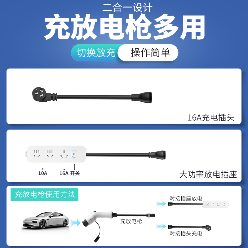 适用比亚迪宋PLUS新能源汽车充电放电一体枪便携智能二合一充电器-图3