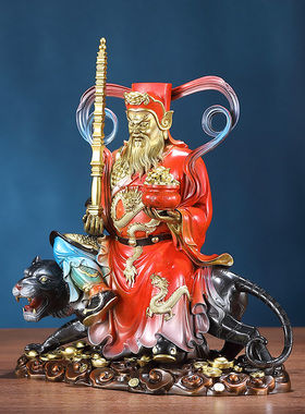 全铜武财神供奉赵公明摆件五路财神佛像赵公明财神骑黑虎开业礼品