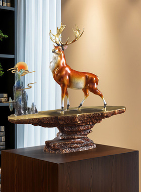 一鹿高升鹿摆件黄铜工艺品客厅玄关领导升职办公室装饰礼品礼物