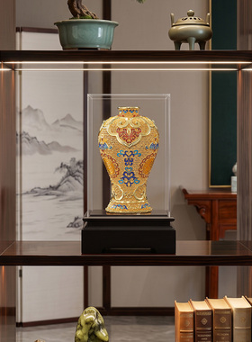 非遗花丝花瓶铜摆件工艺品乔迁新家居客厅公司办公室中式装饰送礼