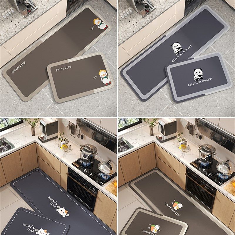 Kitchen floor mats are non-slip and oil-proof, wipeable and washable, soft diatom mud water-absorbing and oil-absorbing floor mats, special waterproof and anti-dirty carpets