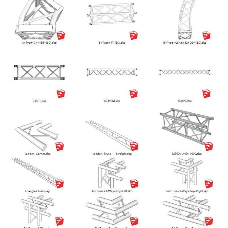 skp三角形圆管桁架铁架钢管钢结构SketchUp架子SU模型草图大师-图1