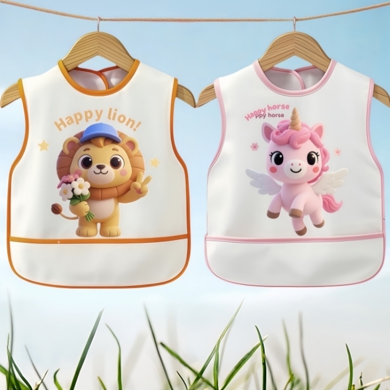 Children's bibs waterproof and anti-dirty rice pockets for baby girls to eat in summer summer boys baby baby sleeveless coveralls