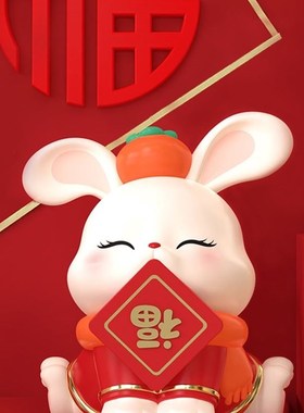 极速新年兔子摆件2023过年创意桌面G小摆设兔年生肖礼物春节招财