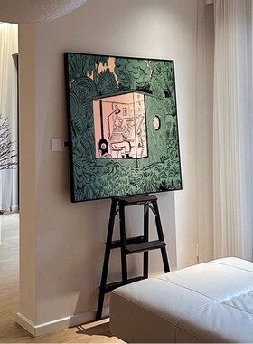 新品丝巾挂画客厅装n饰画小众艺术北欧丛林正方形绿色植物卧室床
