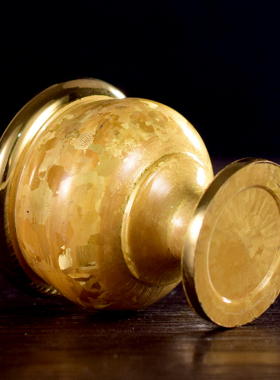 极速黄铜结d晶斑铜高脚供杯家用供佛前供奉财神酒杯茶杯净水杯室