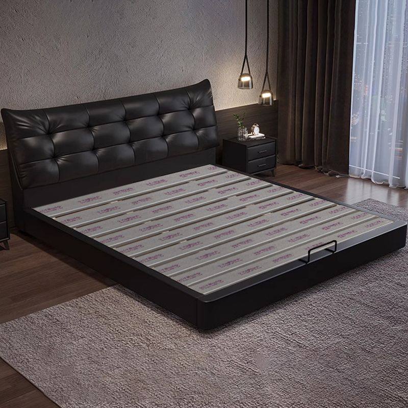 意式极简复古风泡芙黑色皮床家用小户型主卧双人床婚床储物软包床,淘宝优惠券,粉丝福利购,淘宝优惠卷