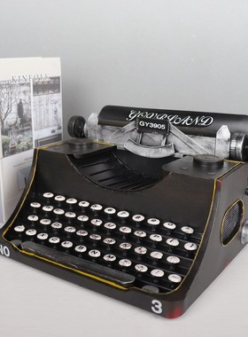 新复古仿真铁艺打k字机模型7080年代老式物件书店装饰品摆件摄影