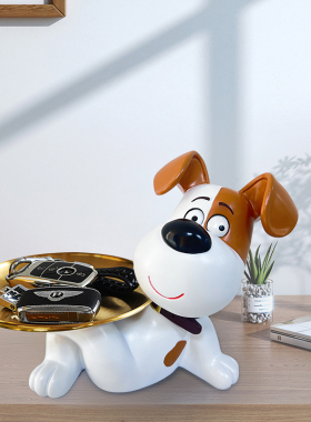 卡通曲奇狗摆件客厅茶几餐厅w托盘装饰品创意桌面摆放收纳新房乔