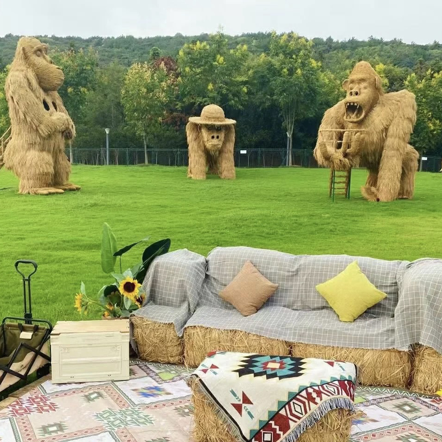 草墩 草垛圆形方形草垛子农家乐装饰稻草草垛凳子拍摄道具干稻草 - 图1