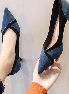 new women's shoes black high heels women's wild stil新款2025