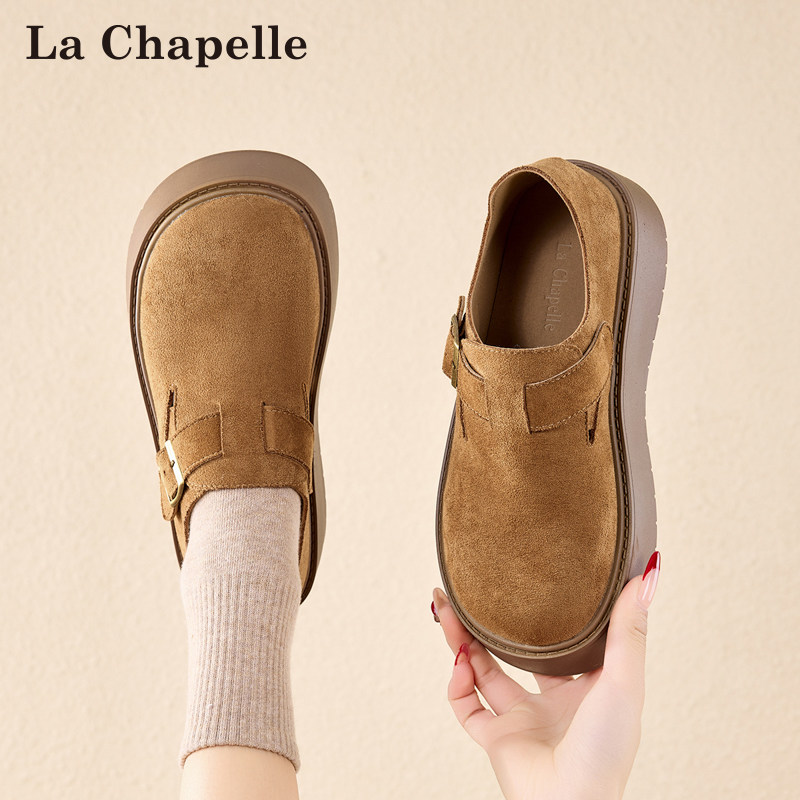 拉夏贝尔厚底勃肯鞋女2025秋冬新款休闲加绒一脚蹬懒人单鞋博肯鞋,淘宝优惠券,粉丝福利购,淘宝优惠卷