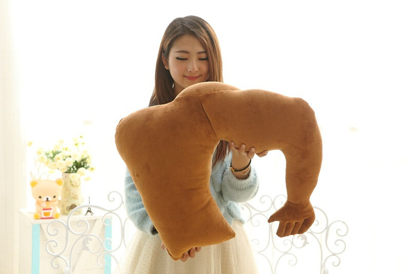 促销情人节男朋友j手臂造型 肌肉男毛绒抱枕 靠垫光棍节礼物靠枕