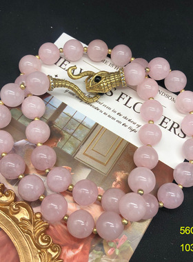 高级设计感时尚项饰铜镀做旧金蛇形挂扣粉晶紫晶短款项链多色可选