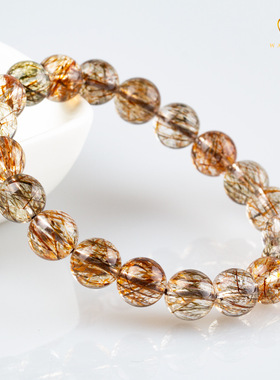 天然黑金超七手链 云母共生满发发晶黑超七手串 水晶饰品厂家